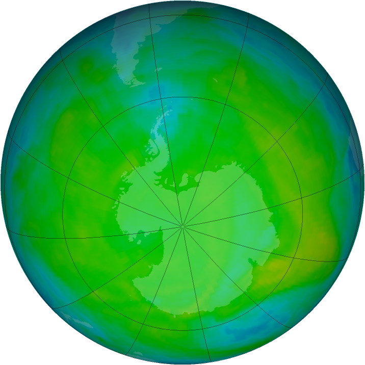 Antarctic ozone map for 22 December 1987